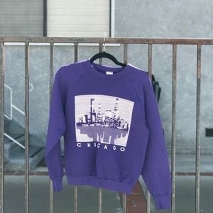 VINTAGE Purple Chicago Skyline Sweatshirt